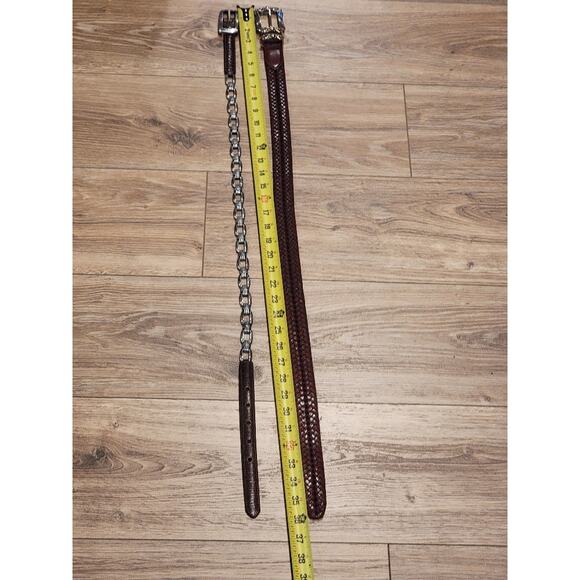Brighton Belt Bundle Women's Sz M Brown Leather Silver Hardware Woven Textured - Picture 11 of 15